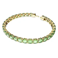 Matrix Tennis bracelet, Round cut, Green, Gold-tone plated by SWAROVSKI