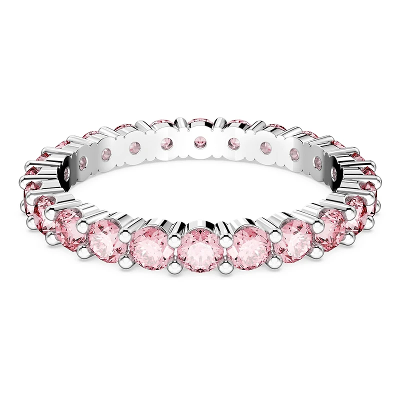 Matrix ring, Round cut, Pink, Rhodium plated by SWAROVSKI
