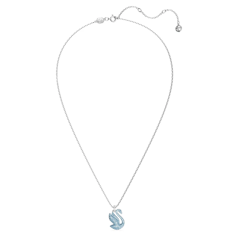 Swan pendant, Swan, Medium, Blue, Rhodium plated by SWAROVSKI