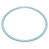 Matrix Tennis necklace, Round cut, Medium, Blue, Rhodium plated by SWAROVSKI