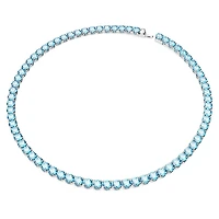 Matrix Tennis necklace, Round cut, Medium, Blue, Rhodium plated by SWAROVSKI