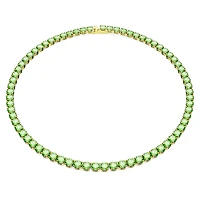 Matrix Tennis necklace, Round cut, Medium, Green, Gold-tone plated by SWAROVSKI