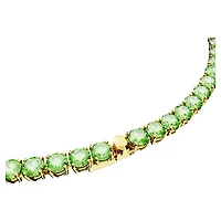 Matrix Tennis necklace, Round cut, Medium, Green, Gold-tone plated by SWAROVSKI