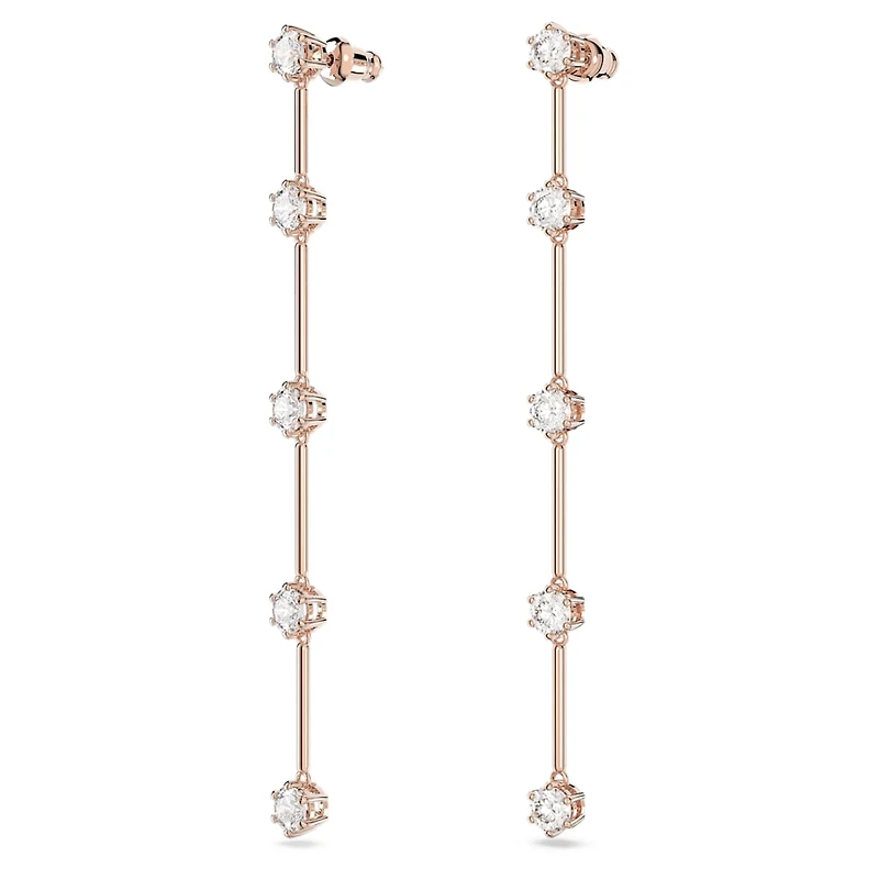 Constella drop earrings, Round cut, White, Rose gold-tone plated by SWAROVSKI