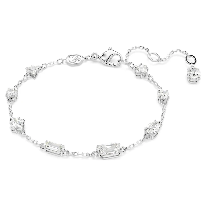 Mesmera bracelet, Mixed cuts, Scattered design, White, Rhodium plated by SWAROVSKI