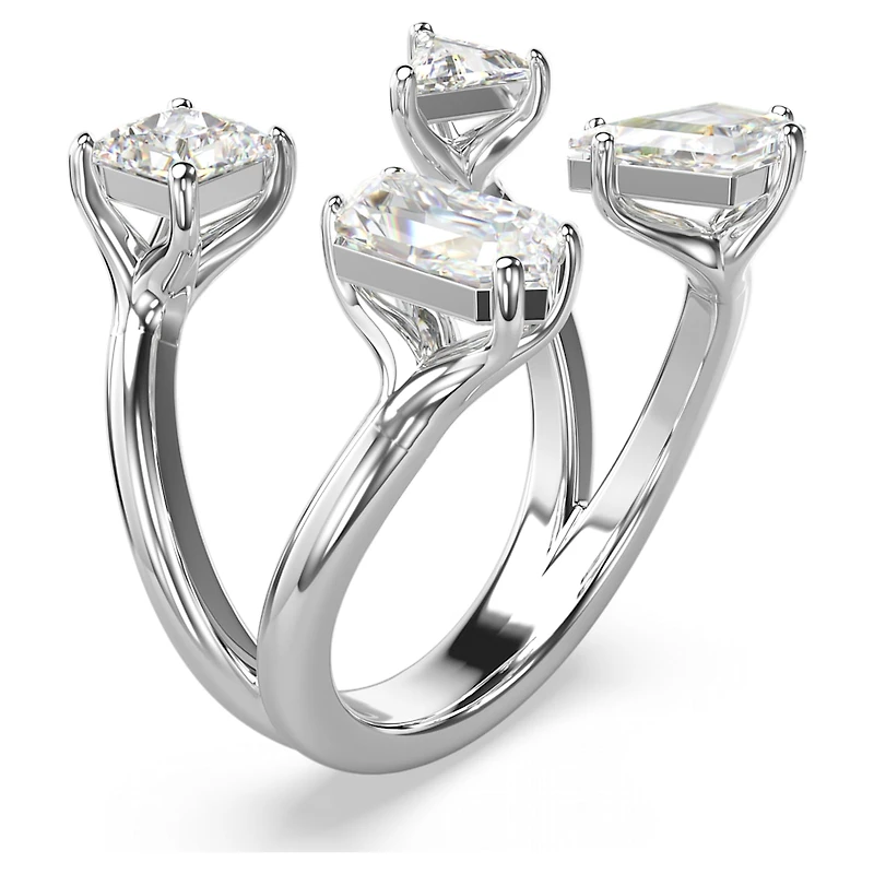 Mesmera open ring, Mixed cuts, White, Silver-tone finish by SWAROVSKI