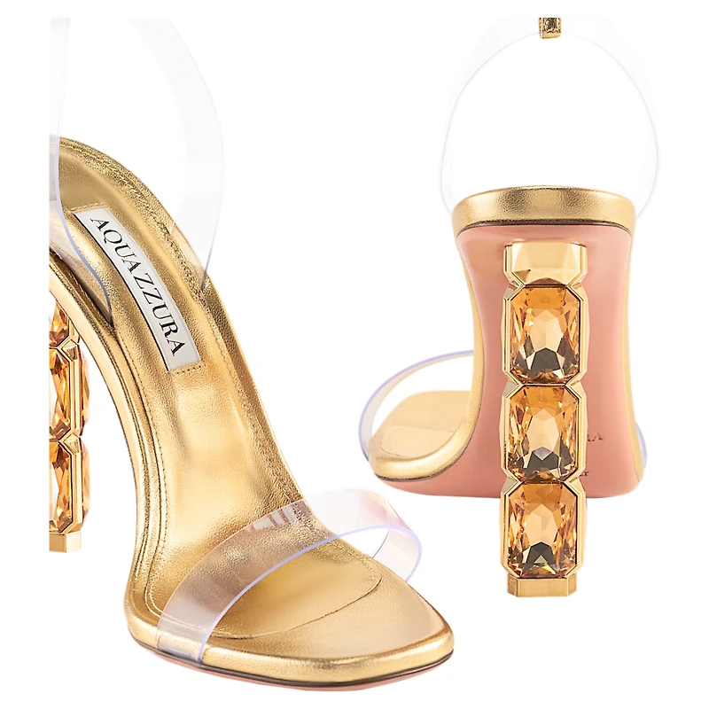 AQUAZZURA Aura sandal, Soft gold tone by SWAROVSKI