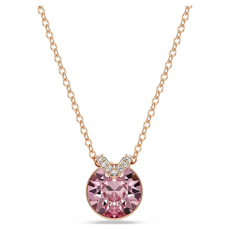Bella V pendant, Round cut, Pink, Rose gold-tone plated by SWAROVSKI