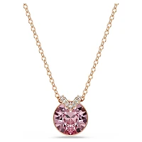 Bella V pendant, Round cut, Pink, Rose gold-tone plated by SWAROVSKI