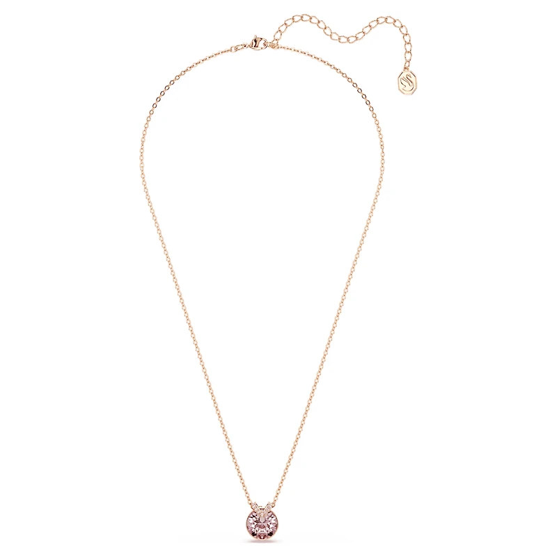 Bella V pendant, Round cut, Pink, Rose gold-tone plated by SWAROVSKI