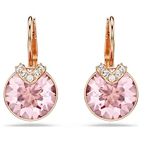 Bella V drop earrings, Round cut, Pink, Rose gold-tone plated by SWAROVSKI