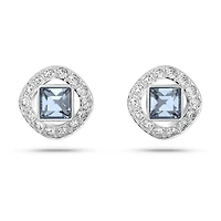 Una Angelic stud earrings, Square cut, Blue, Rhodium plated by SWAROVSKI