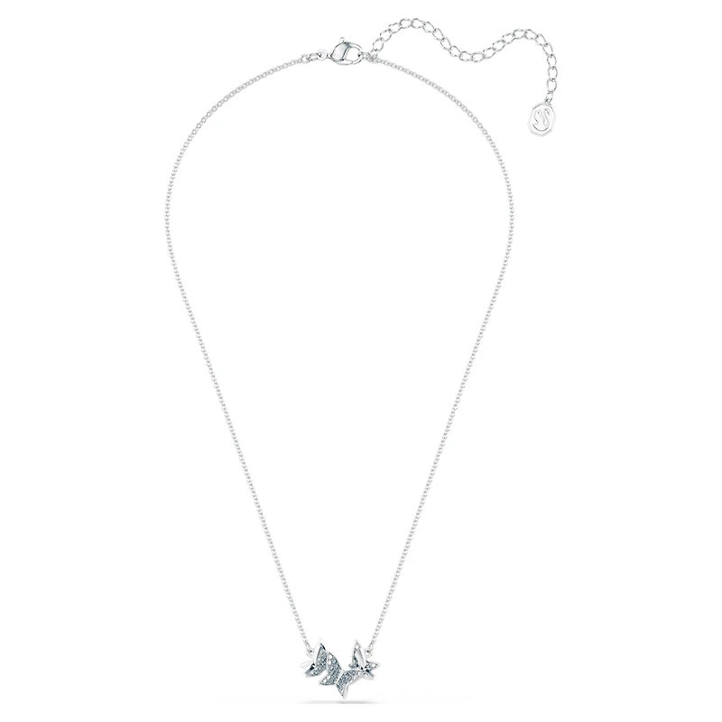 Idyllia Lilia necklace, Butterfly, Blue, Rhodium plated by SWAROVSKI