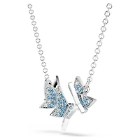 Idyllia Lilia necklace, Butterfly, Blue, Rhodium plated by SWAROVSKI