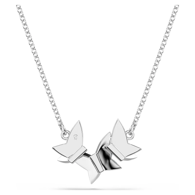 Idyllia Lilia necklace, Butterfly, Blue, Rhodium plated by SWAROVSKI