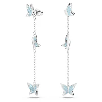 Idyllia Lilia drop earrings, Butterfly, Blue, Rhodium plated by SWAROVSKI