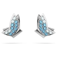 Idyllia Lilia stud earrings, Butterfly, Blue, Rhodium plated by SWAROVSKI