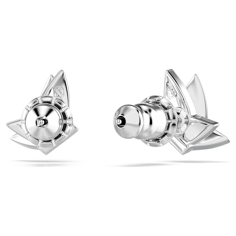 Idyllia Lilia stud earrings, Butterfly, Blue, Rhodium plated by SWAROVSKI