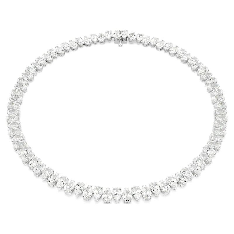 Matrix Tennis necklace, Pear cut, White, Rhodium plated by SWAROVSKI