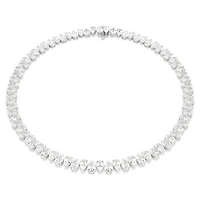 Matrix Tennis necklace, Pear cut, White, Rhodium plated by SWAROVSKI