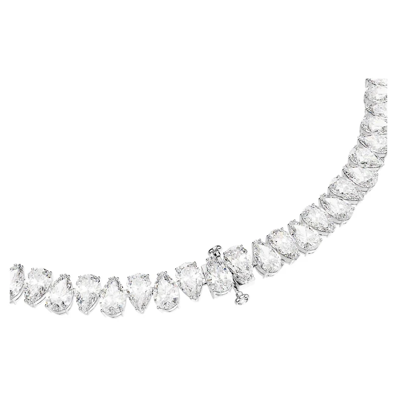 Matrix Tennis necklace, Pear cut, White, Rhodium plated by SWAROVSKI