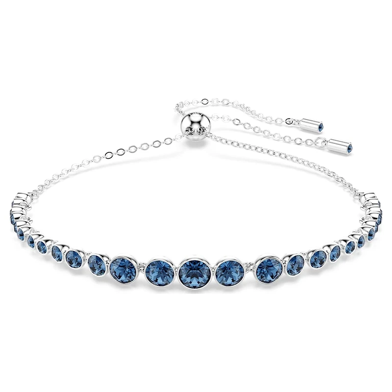 Imber Emily Tennis bracelet, Mixed round cuts, Blue, Rhodium plated by SWAROVSKI