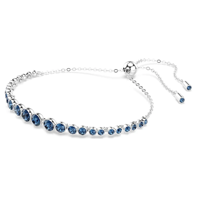 Imber Emily Tennis bracelet, Mixed round cuts, Blue, Rhodium plated by SWAROVSKI