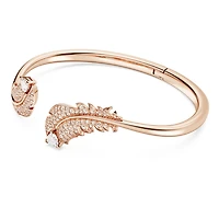 Nice bangle, Feather, White, Rose gold-tone plated by SWAROVSKI