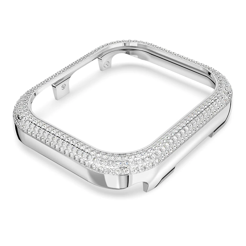 Sparkling case, For Apple Watch® Series 7, 41mm, Silver Tone by SWAROVSKI