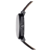 Crystalline Wonder watch, Swiss Made, Leather strap, Black, Black finish by SWAROVSKI
