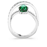 Hyperbola cocktail ring, Mixed cuts, Double bands, Green, Rhodium plated by SWAROVSKI