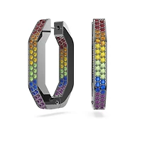 Dextera hoop earrings, Octagon shape, Multicolored, Ruthenium plated by SWAROVSKI