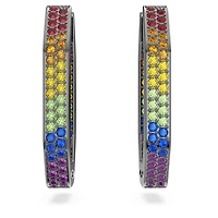 Dextera hoop earrings, Octagon shape, Multicolored, Ruthenium plated by SWAROVSKI