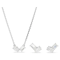 Mesmera set, Mixed cuts, White, Rhodium plated by SWAROVSKI