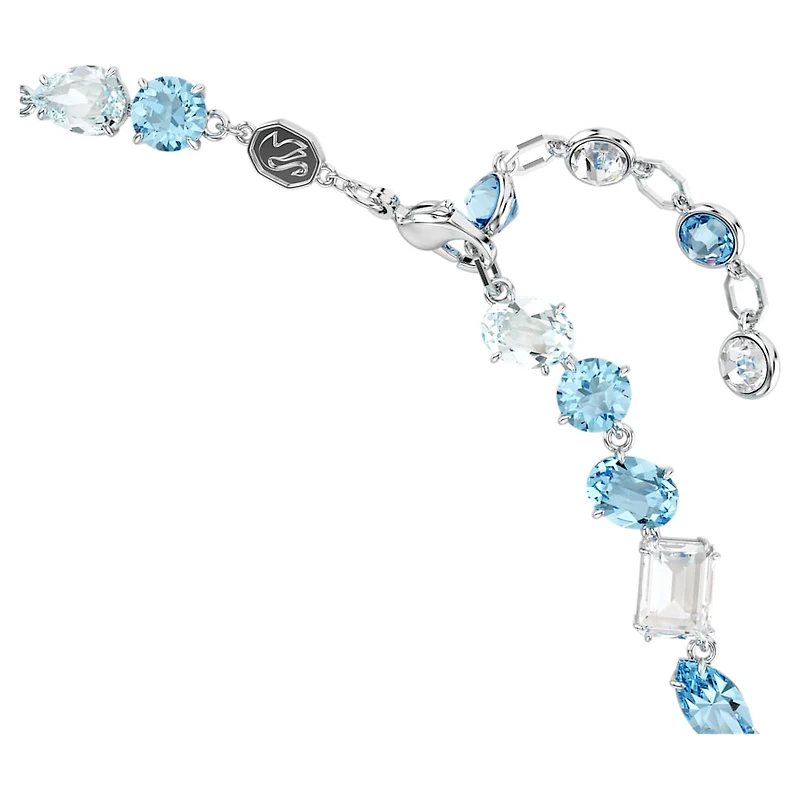 Gema necklace, Mixed cuts, Blue, Rhodium plated by SWAROVSKI