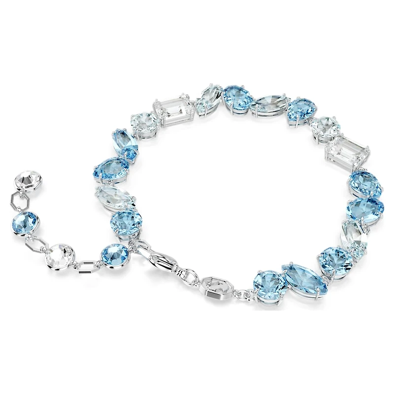 Gema bracelet, Mixed cuts, Blue, Rhodium plated by SWAROVSKI