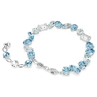Gema bracelet, Mixed cuts, Blue, Rhodium plated by SWAROVSKI