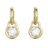 Dextera drop earrings, Round cut, White, Gold-tone plated by SWAROVSKI