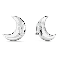 Luna clip earrings, Moon, White, Rhodium plated by SWAROVSKI