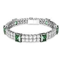 Matrix Tennis bracelet, Mixed cuts, Green, Rhodium plated by SWAROVSKI