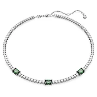 Matrix Tennis necklace, Mixed cuts, Green, Rhodium plated by SWAROVSKI