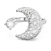 Luna open ring, Moon, White, Rhodium plated by SWAROVSKI