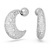 Luna drop earrings, Moon, White, Rhodium plated by SWAROVSKI