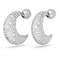 Luna drop earrings, Moon, White, Rhodium plated by SWAROVSKI