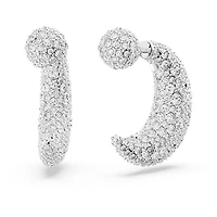 Luna drop earrings, Moon, White, Rhodium plated by SWAROVSKI