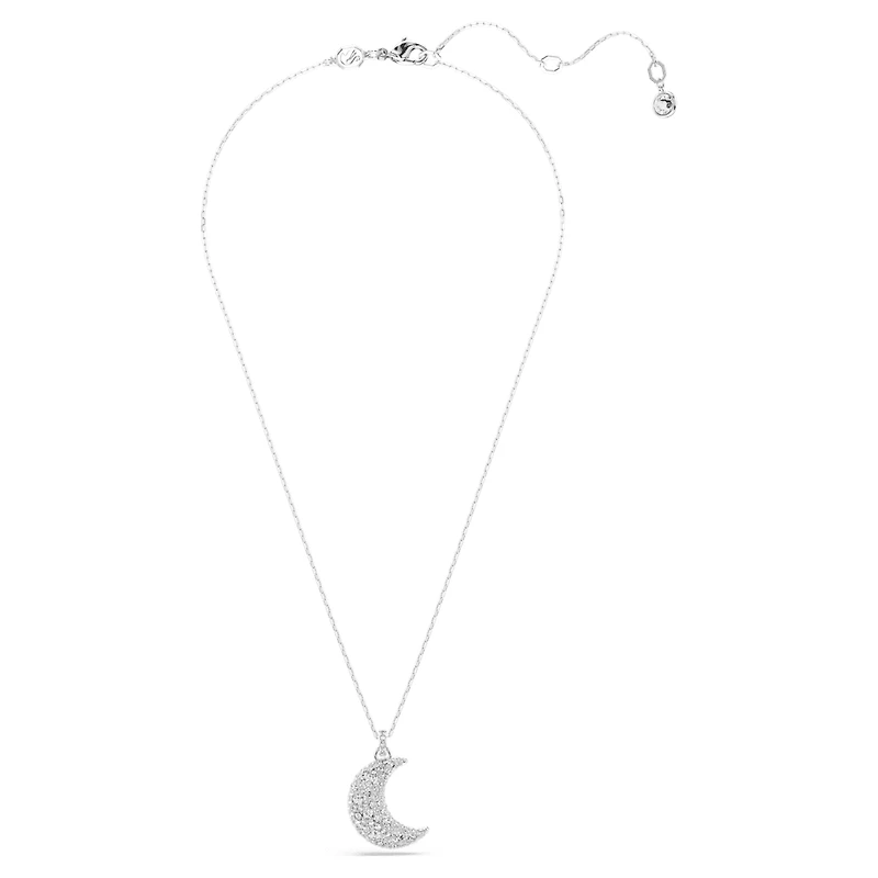 Luna pendant, Moon, White, Rhodium plated by SWAROVSKI