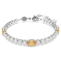 Matrix Tennis bracelet, Mixed cuts, Yellow, Rhodium plated by SWAROVSKI