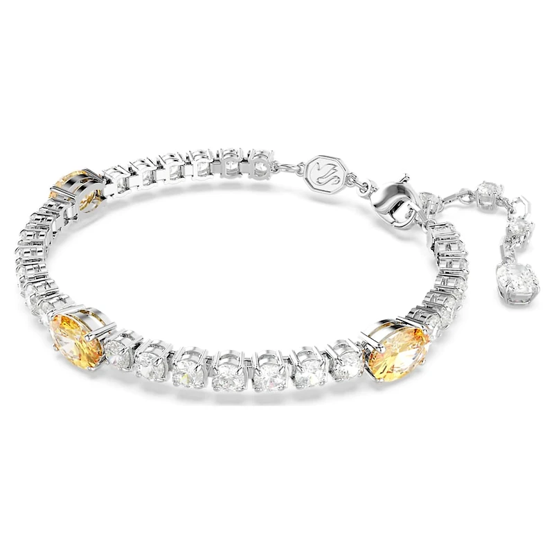 Matrix Tennis bracelet, Mixed cuts, Yellow, Rhodium plated by SWAROVSKI