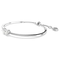 Mesmera bangle, Mixed cuts, White, Rhodium plated by SWAROVSKI