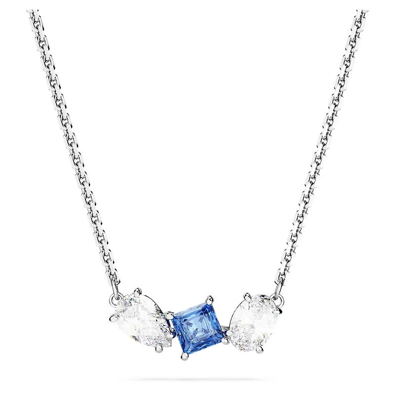 Mesmera pendant, Mixed cuts, Blue, Rhodium plated by SWAROVSKI